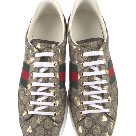 NWT Gucci GG Supreme Men's Beige Sneakers with Red and Green Accents US 15 - Picture 2 of 5